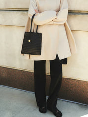 Liffner Flat Woven Basket Bag in black