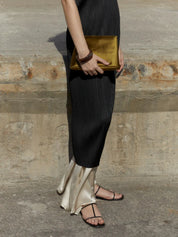 Liffner Zip Clutch in Curry Satin