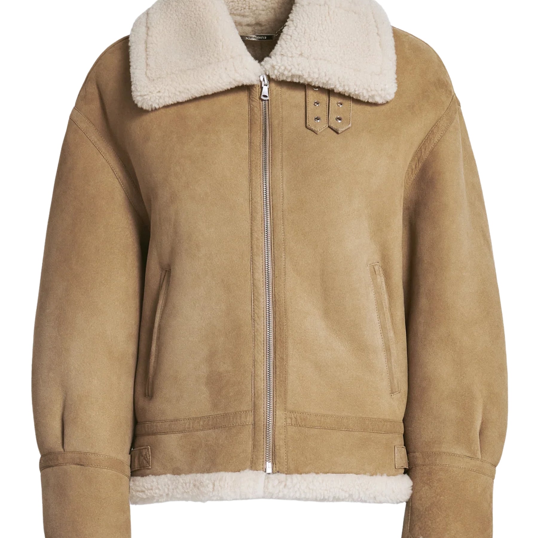 Nour Hammour | Portia Modern Shearling Aviator in Biscuit | The UNDONE