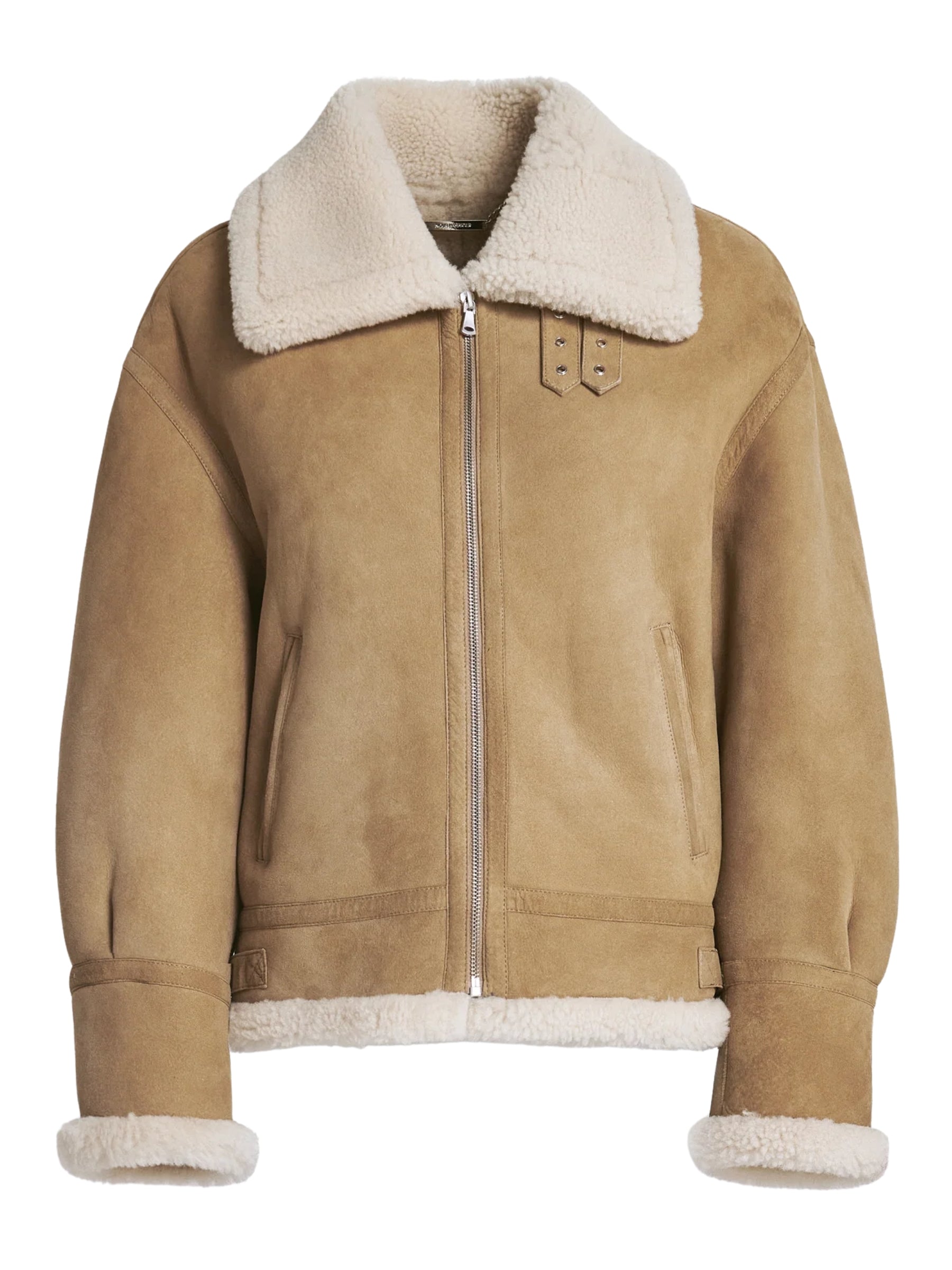Nour Hammour | Portia Modern Shearling Aviator in Biscuit | The UNDONE