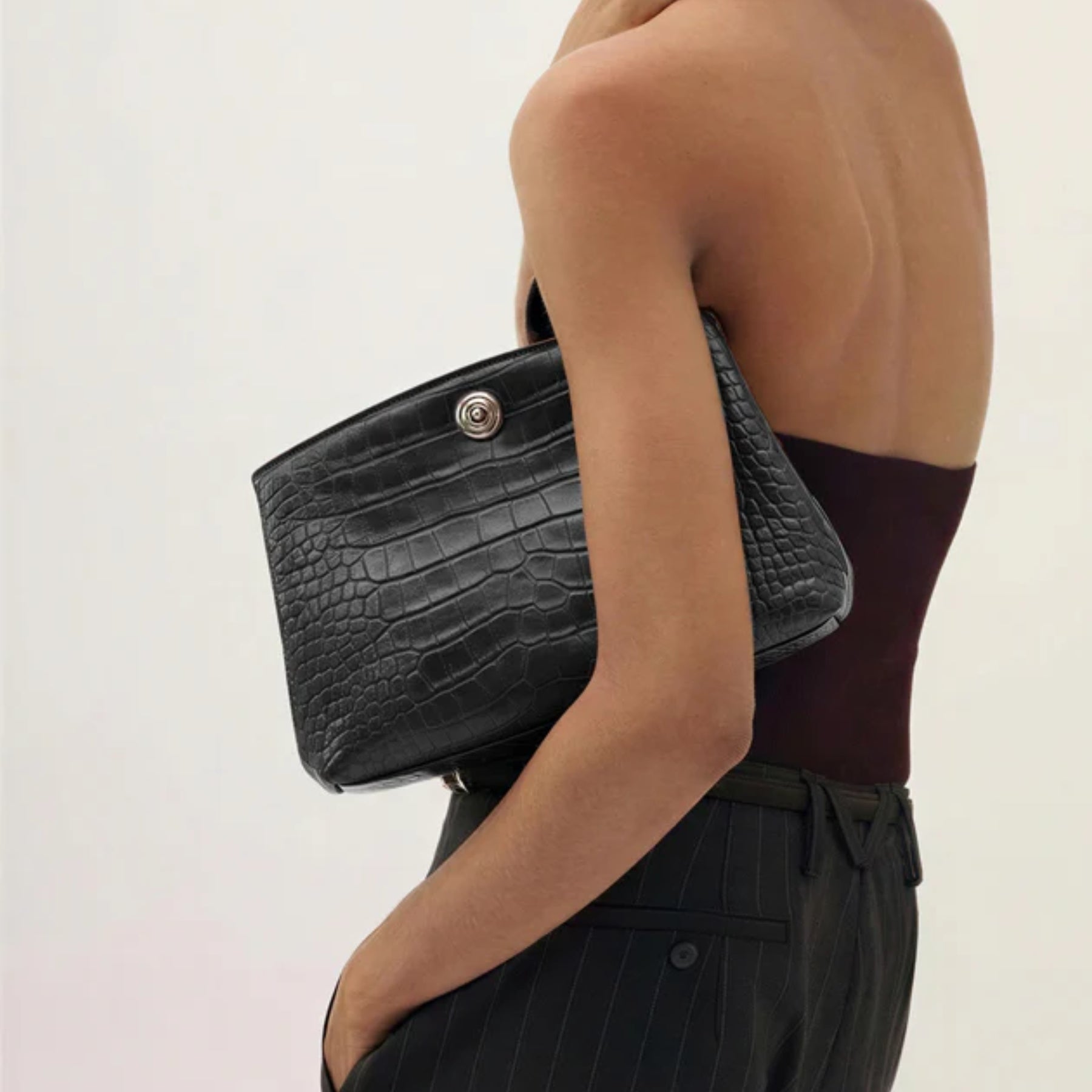 Liffner Pushlock Pouch - Black Croc