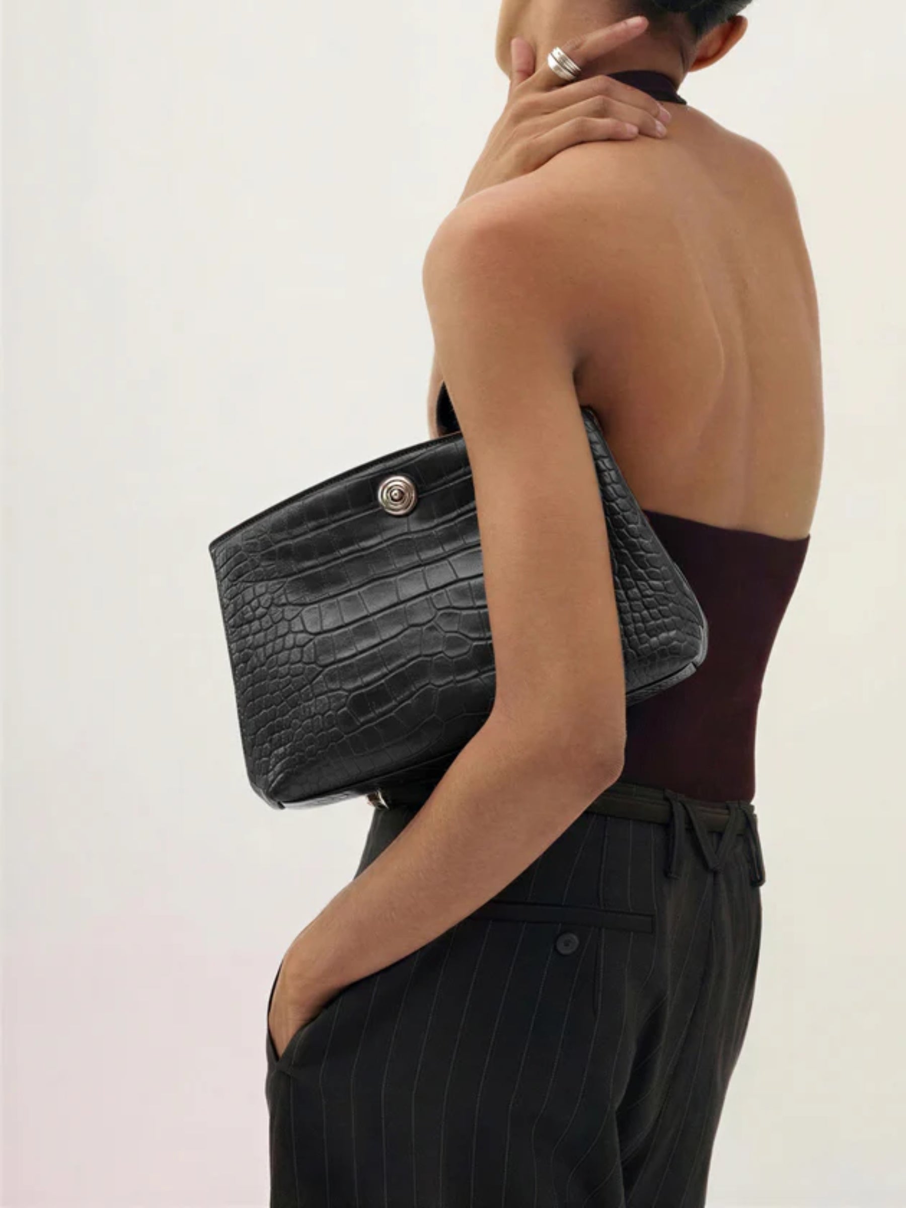 Liffner Pushlock Pouch - Black Croc