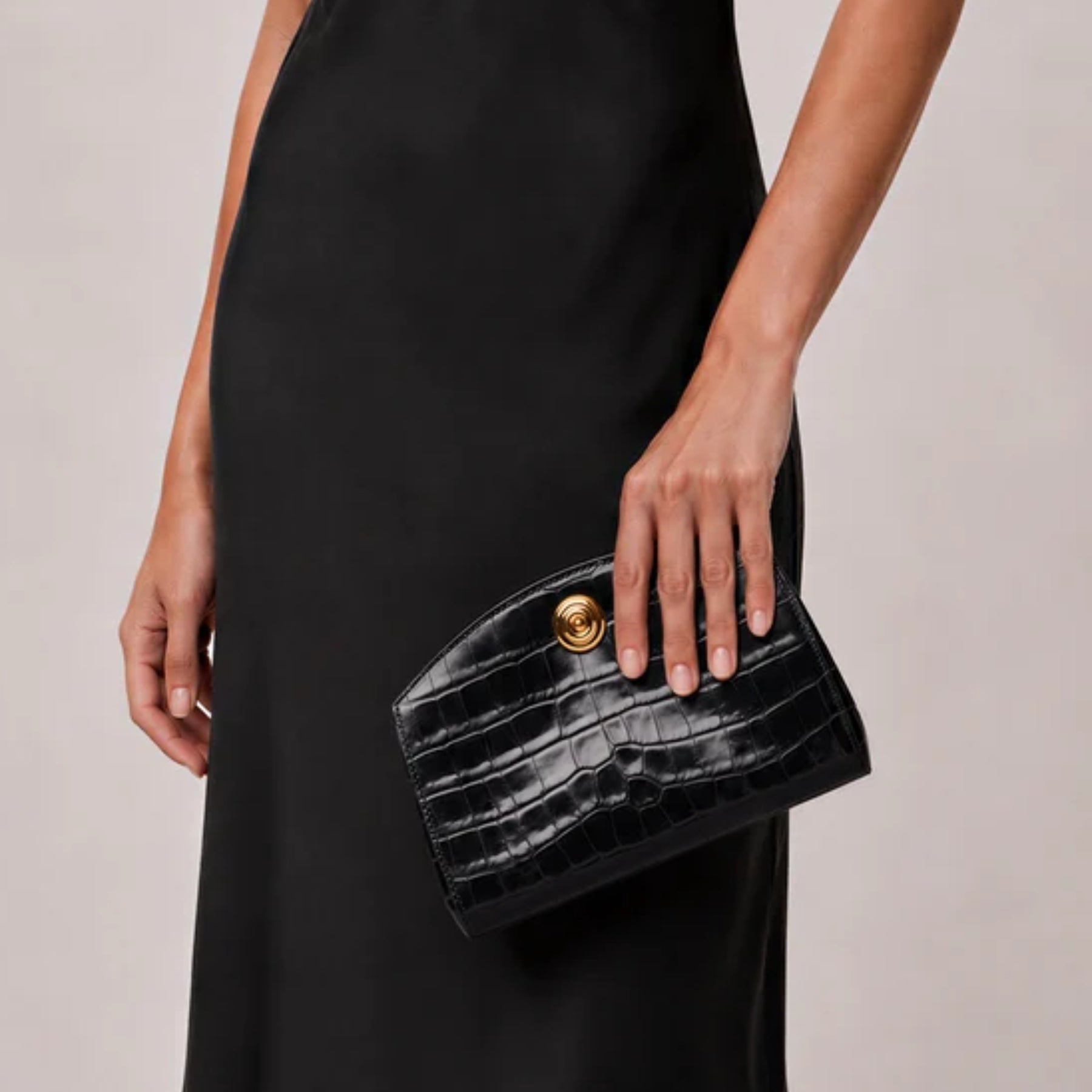 Liffner Pushlock Clutch - Black Croc