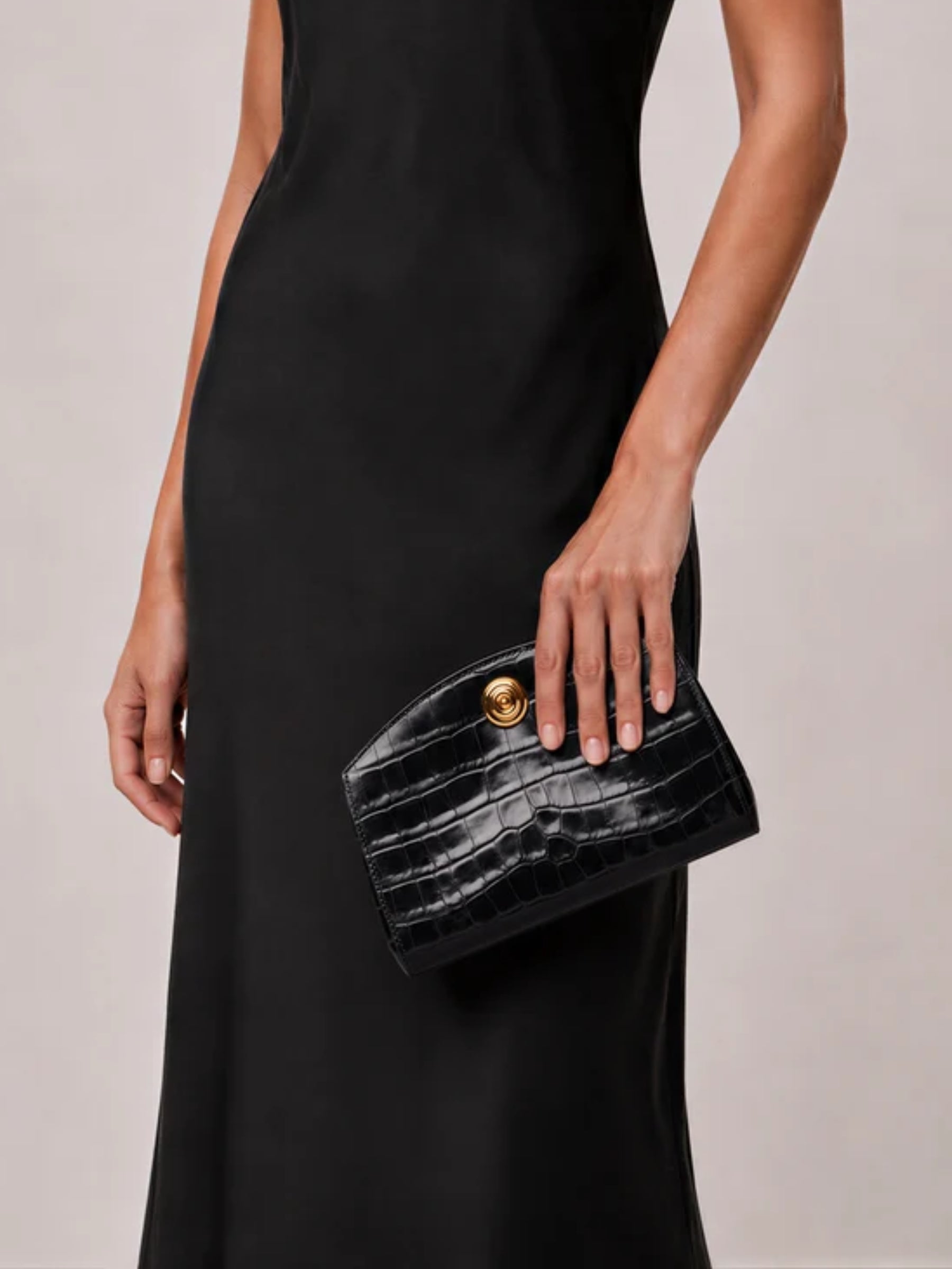Liffner Pushlock Clutch - Black Croc