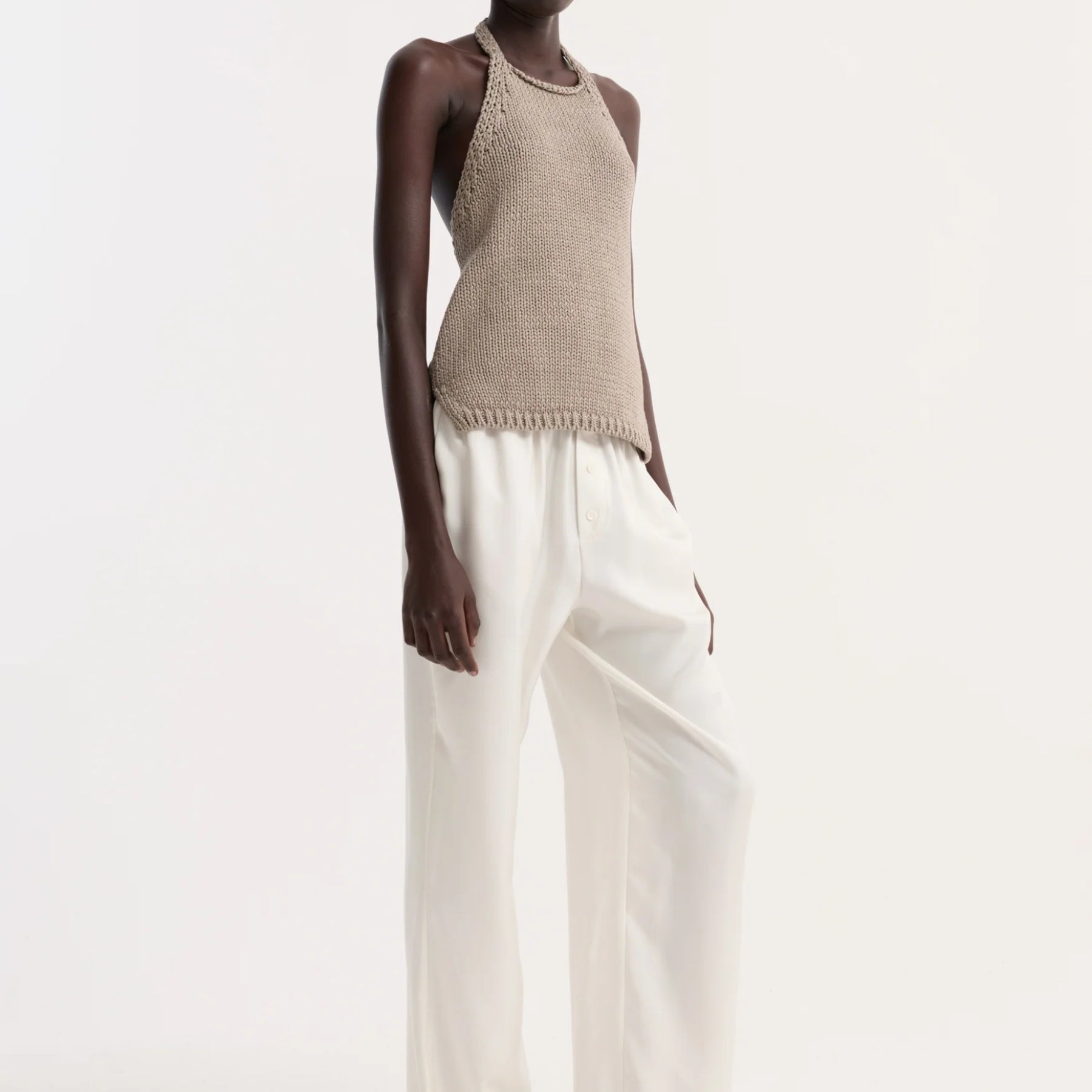 ROHE | Chunky Knit Halter Top - stone