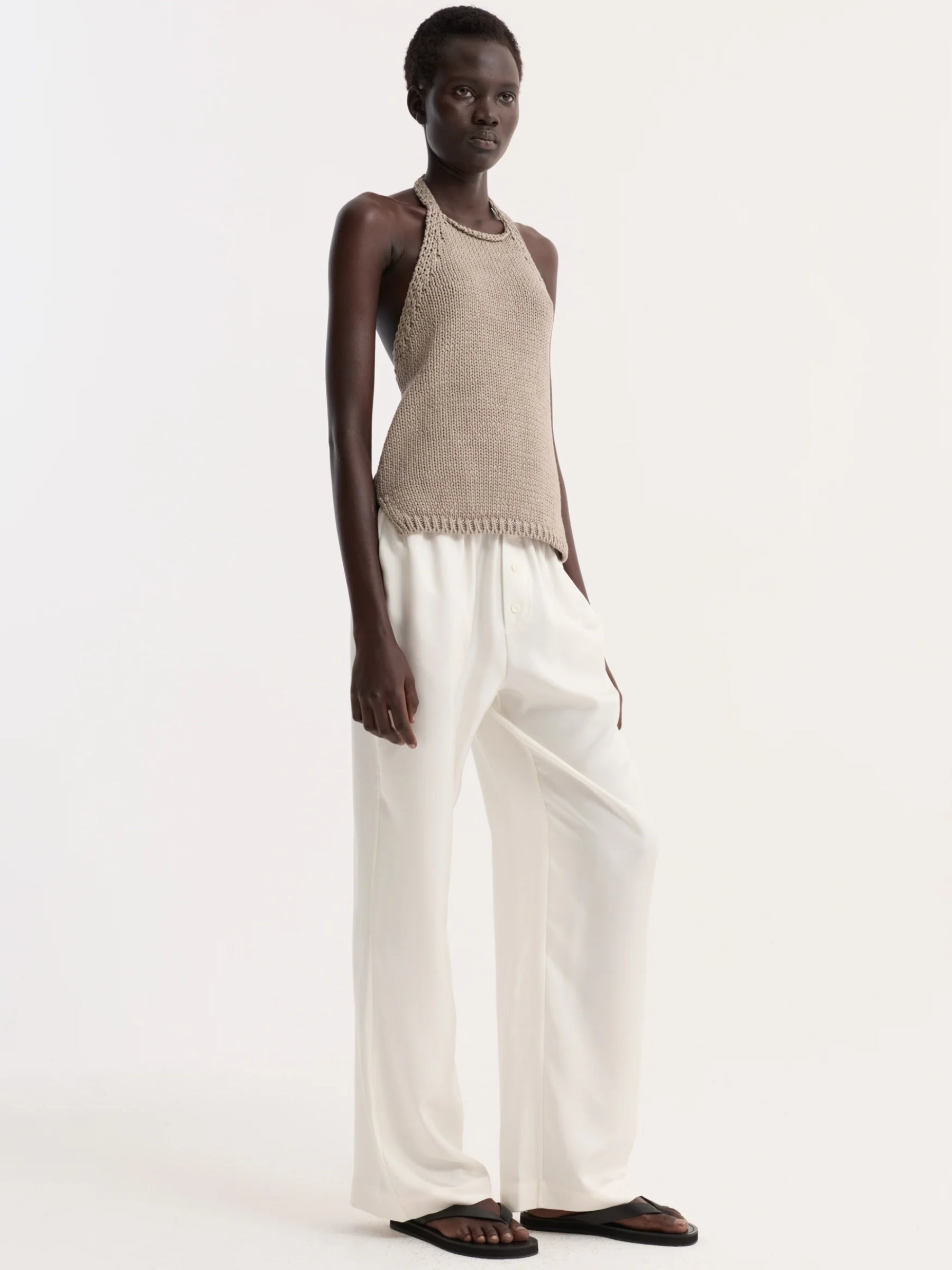 ROHE | Chunky Knit Halter Top - stone