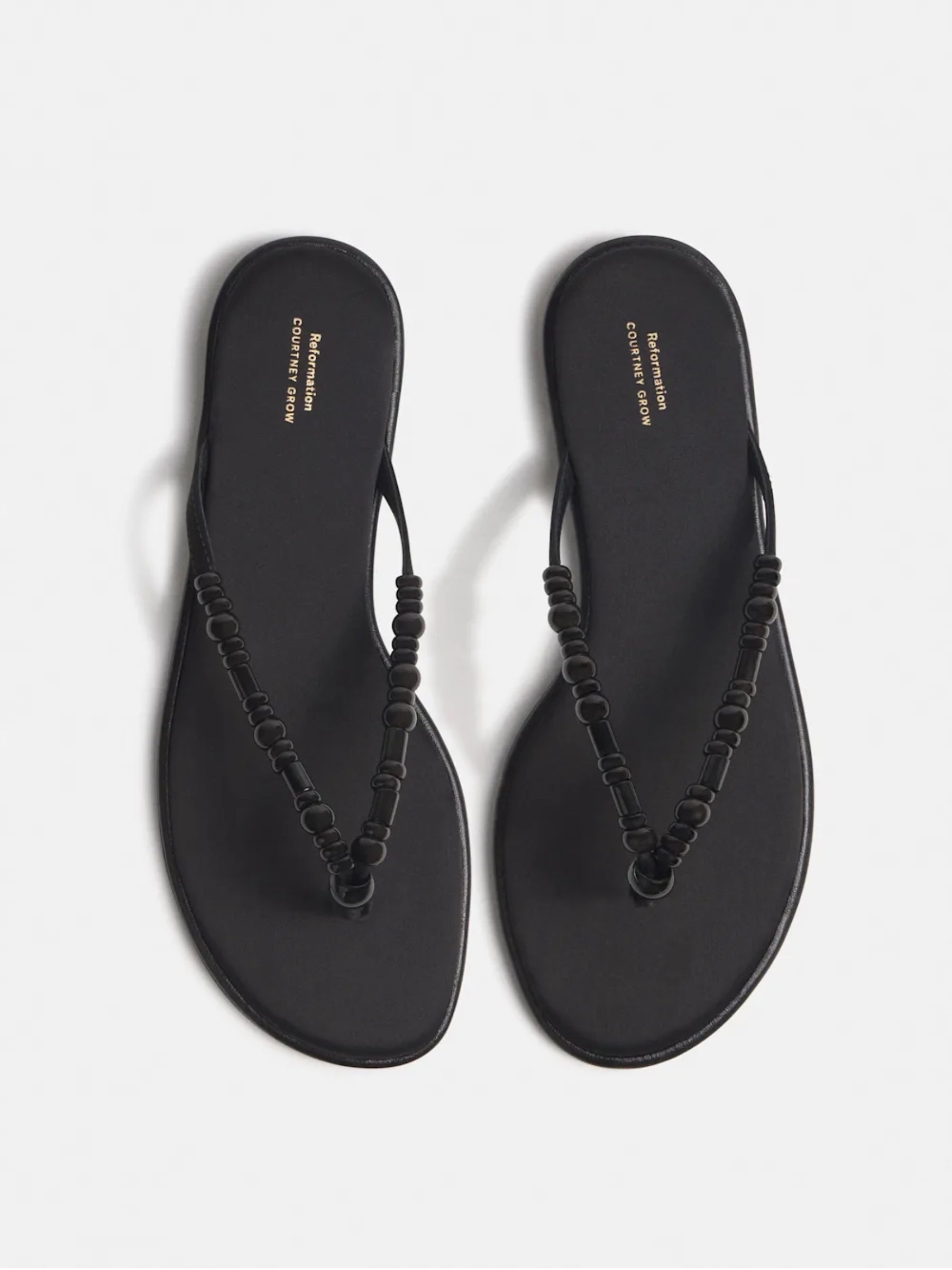 Reformation | Geffen Sandal in Black Satin Courtney Grow