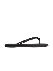 Reformation | Geffen Sandal in Black Satin Courtney Grow
