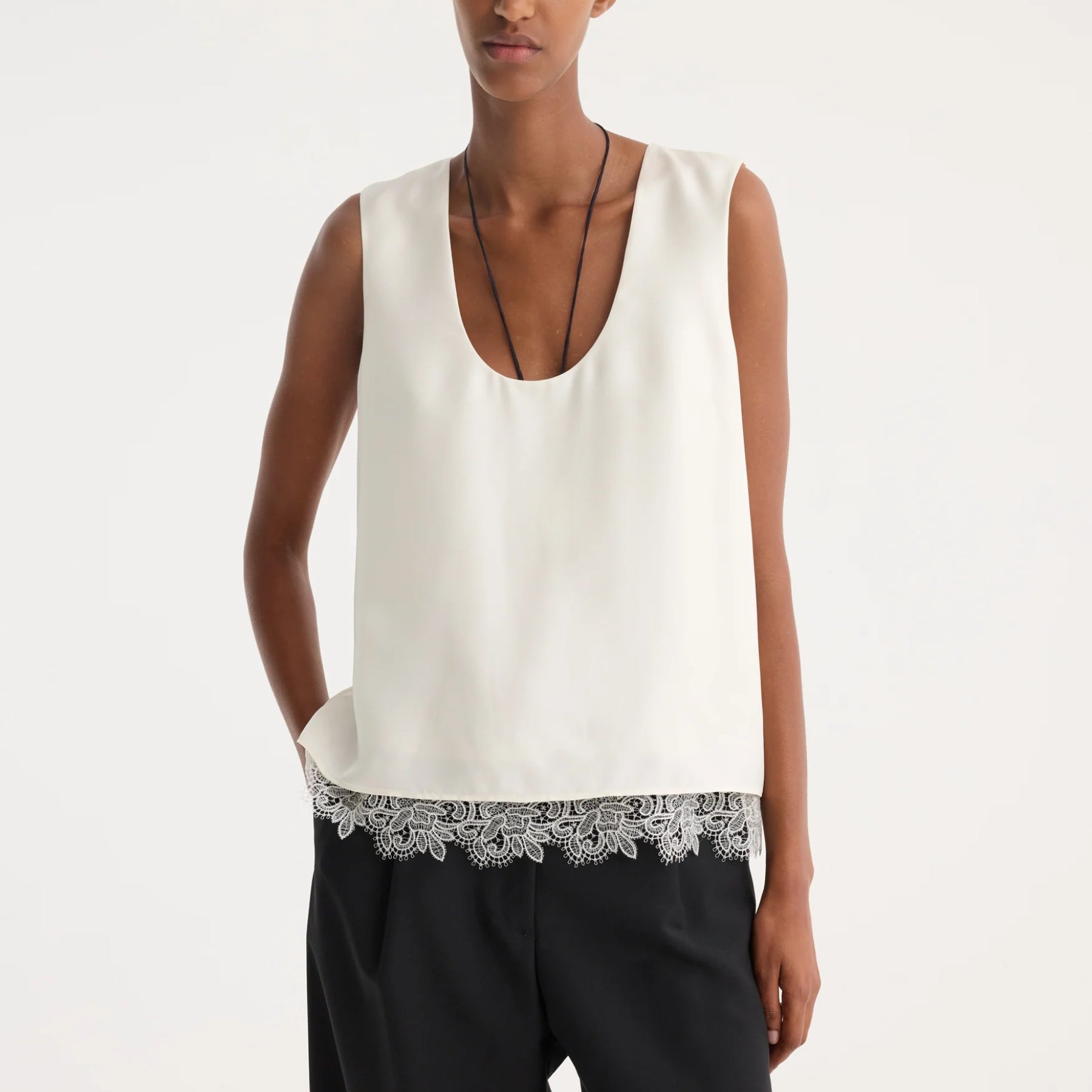 ROHE Lace-Trimmed Silk Top