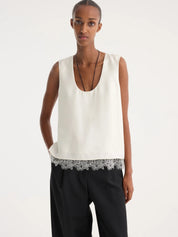 ROHE Lace-Trimmed Silk Top