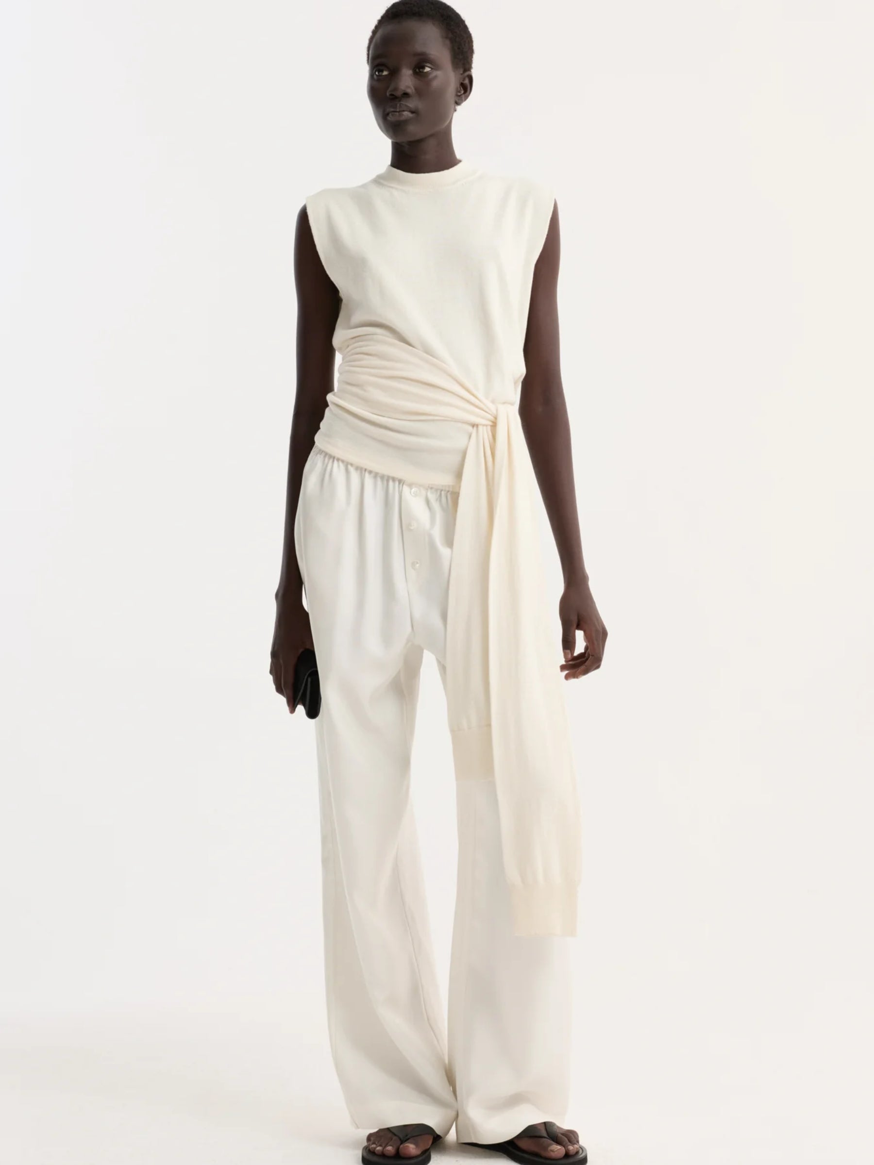ROHE | Open back knitted wrap top | off white