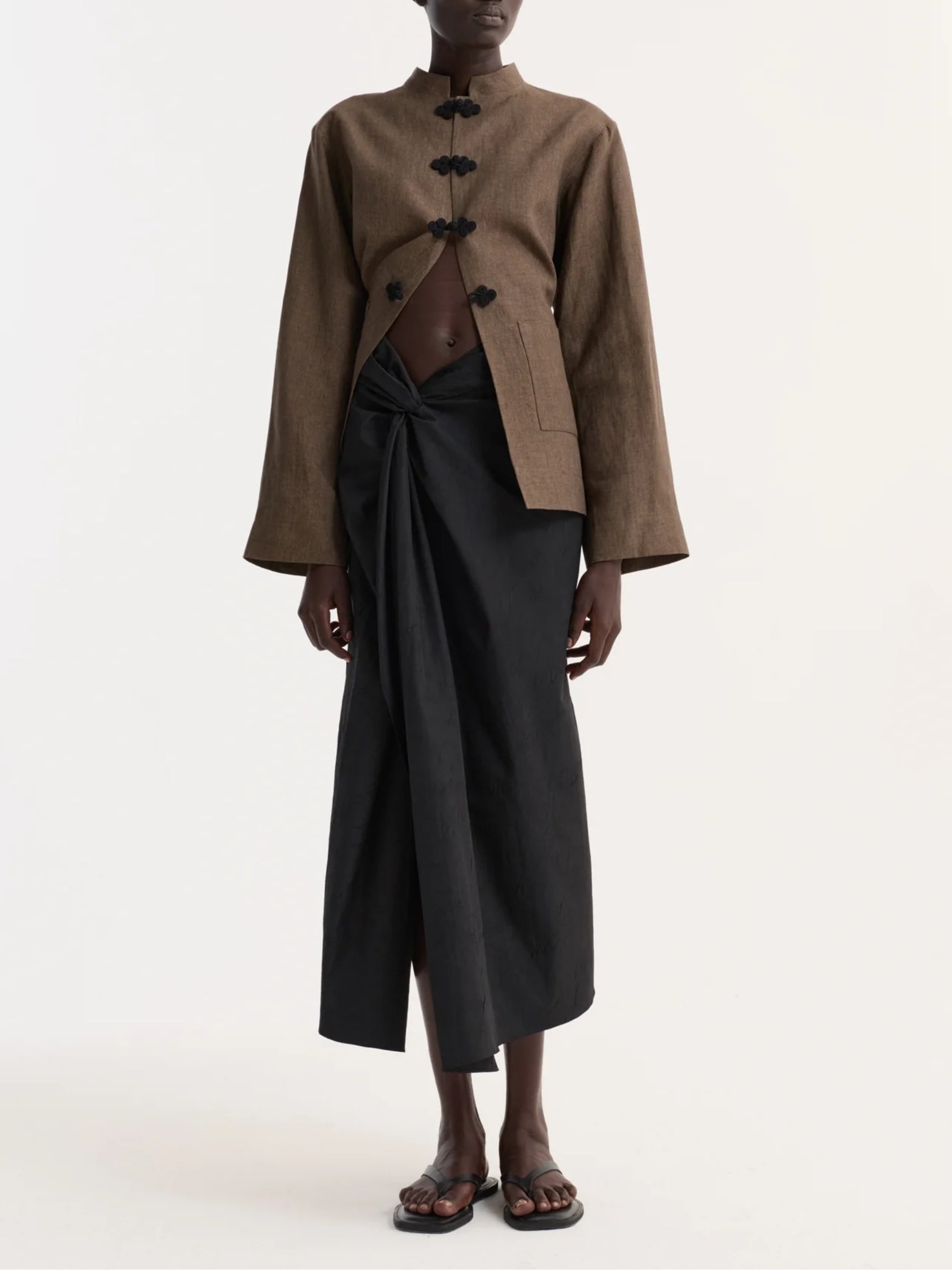 ROHE | Sarong textured skirt | black