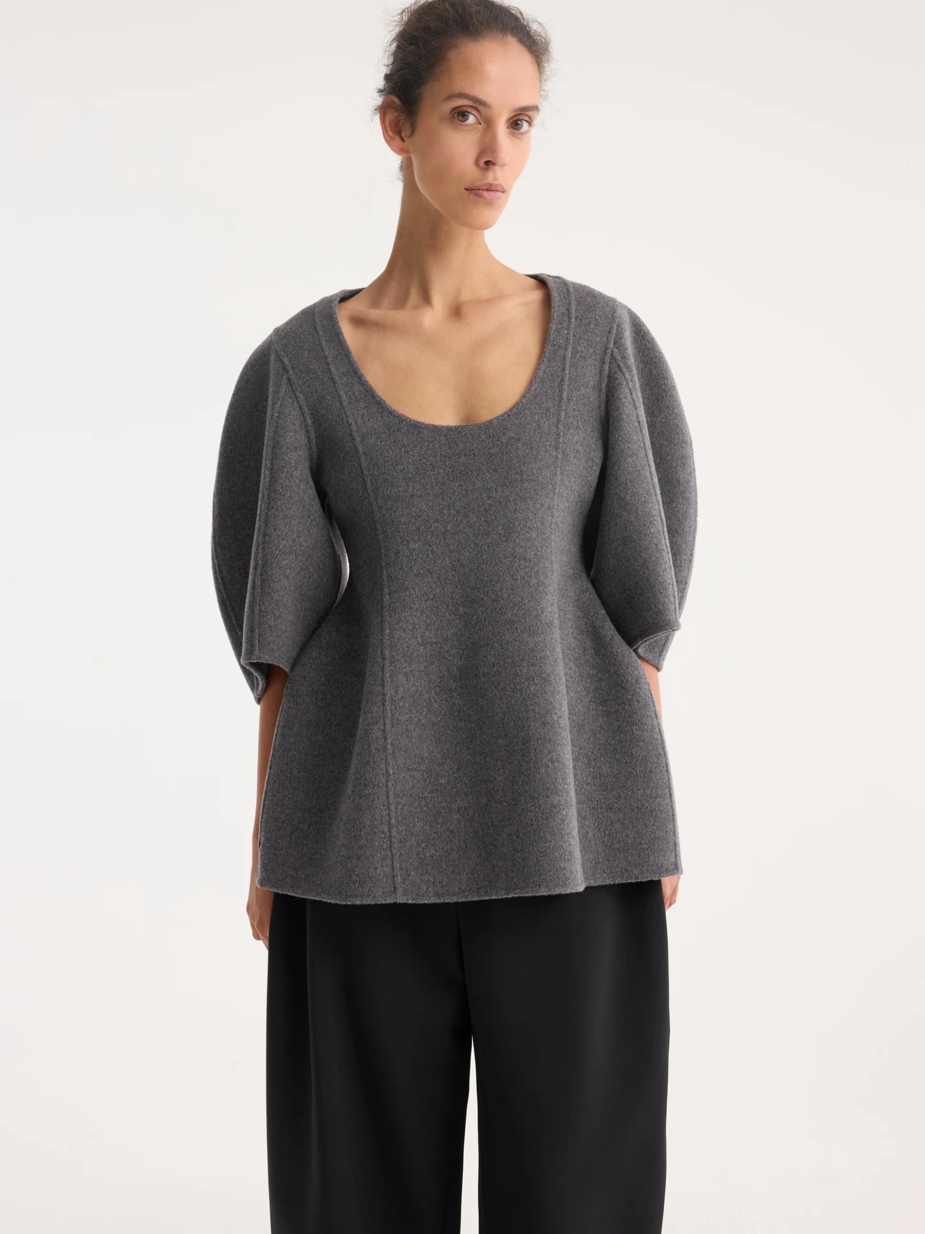 ROHE Sculptural Double-Faced Top in Grey