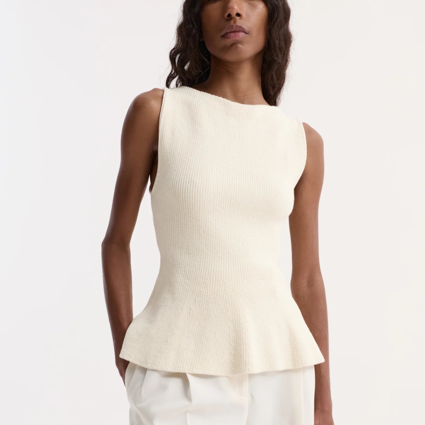 ROHE | Sculptural knitted top | cream