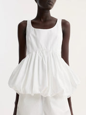Voluminous Peplum Top | optic white