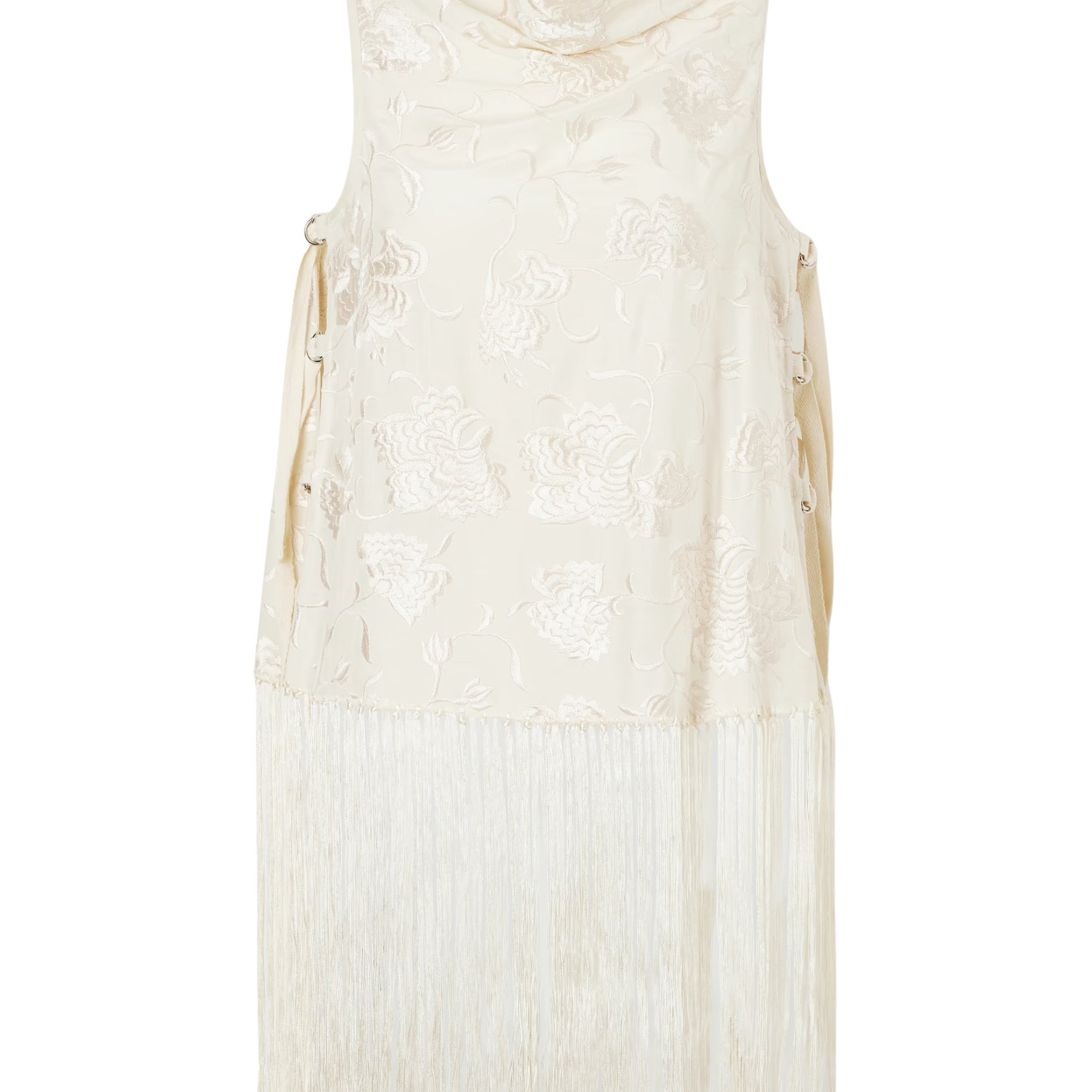 SEA | Priscilla floral-embroidered fringed crepe vest