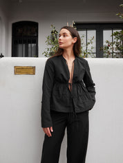 Christopher Esber | Calero Tie Front Top in Black | The UNDONE