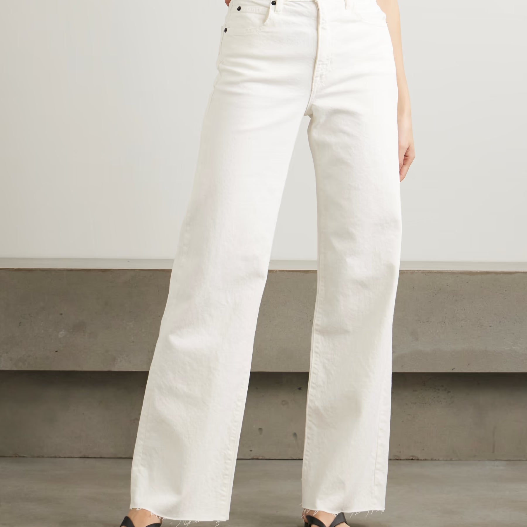 Slvrlake Grace frayed high-rise wide-leg jeans in White 