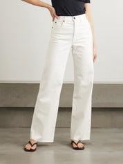 Slvrlake Grace frayed high-rise wide-leg jeans in White 