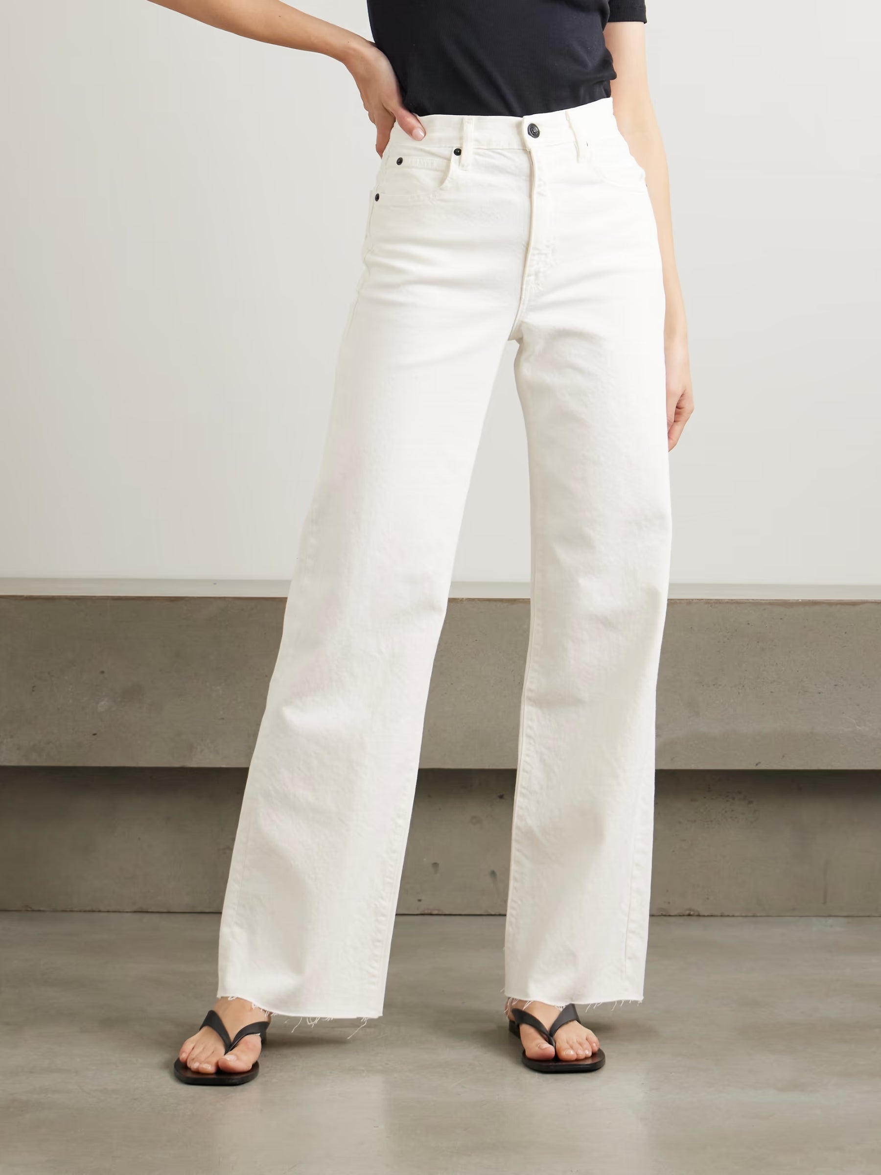 Slvrlake Grace frayed high-rise wide-leg jeans in White 