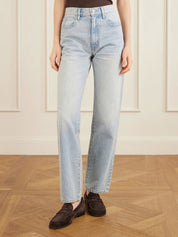 Slvrlake London high-rise straight-leg jeans in mid blue