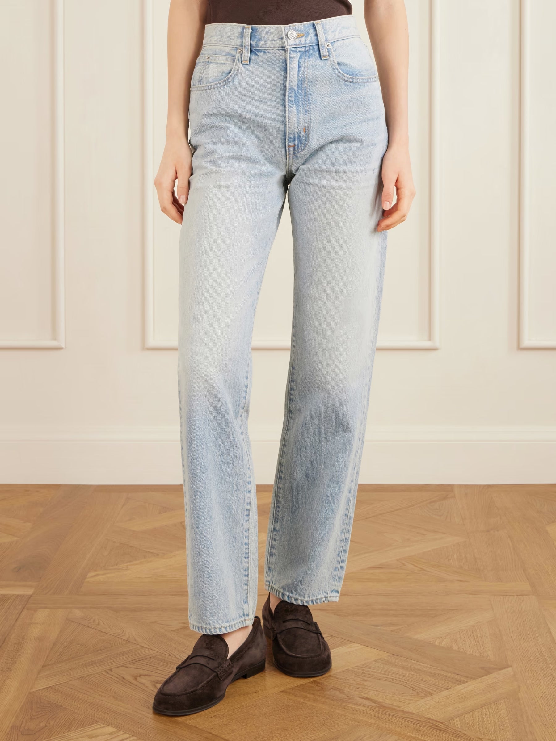 Slvrlake London high-rise straight-leg jeans in mid blue