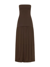 St. Agni Strapless Balloon Hem Brown Dress