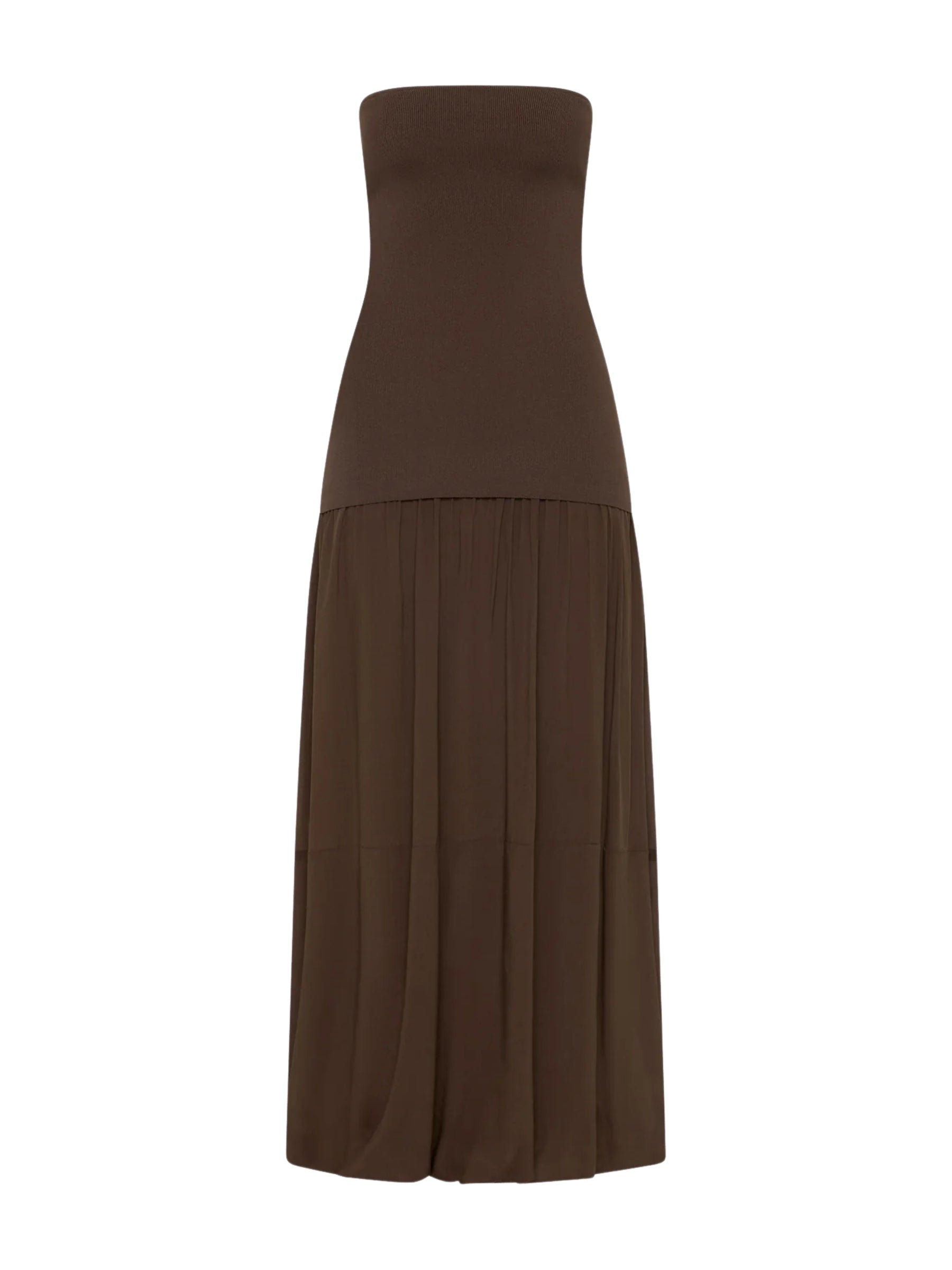 St. Agni Strapless Balloon Hem Brown Dress