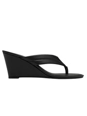 Stitch Detail Thong Wedge - Black