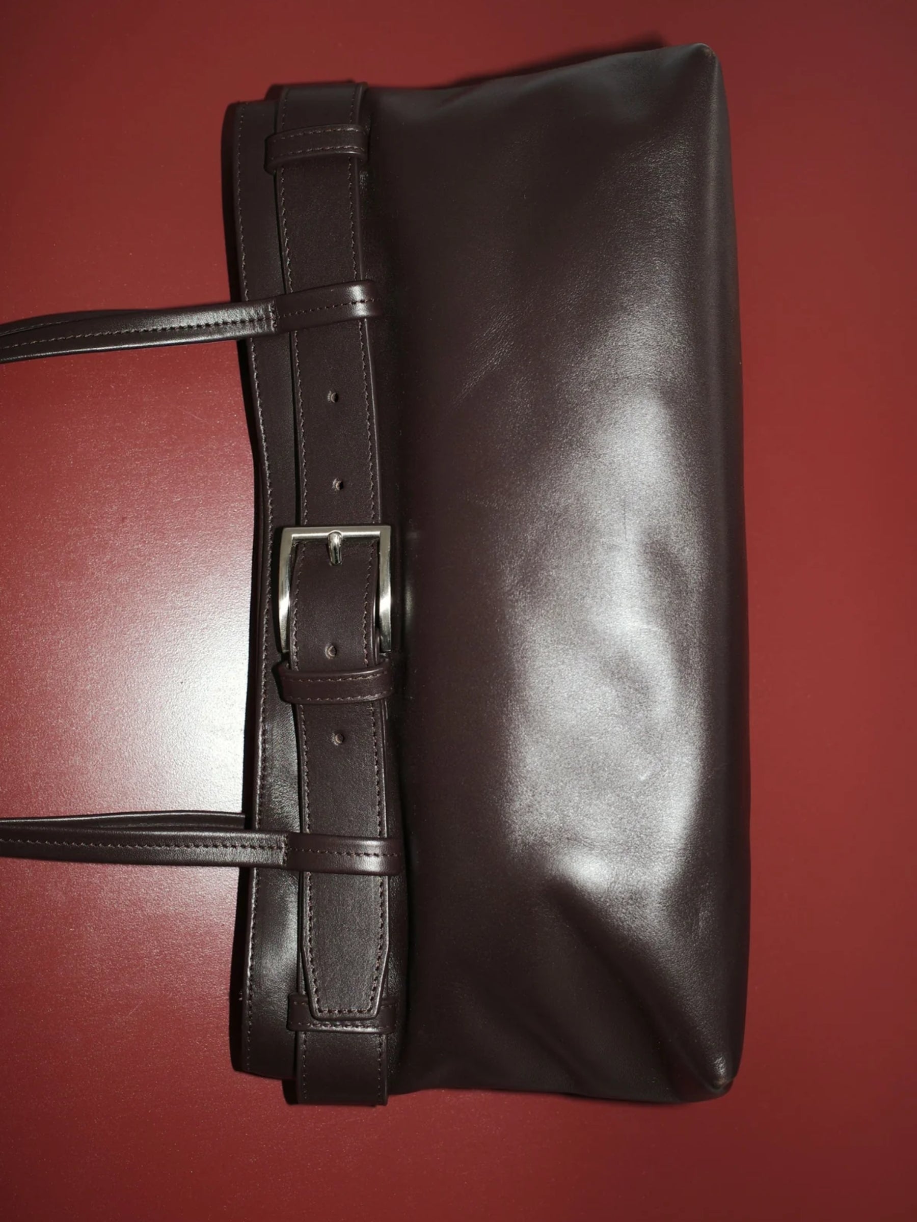 St. Agni Belt Detail Baguette Bag in Brown