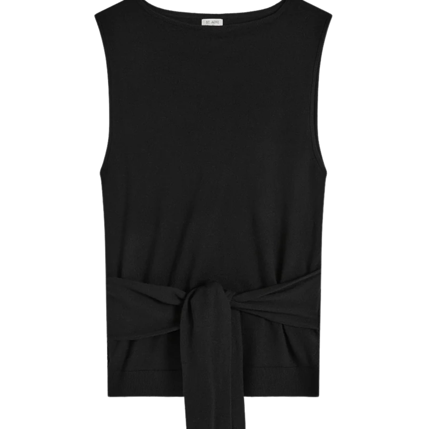St. Agni Fine Merino Tie Waist Top - Black