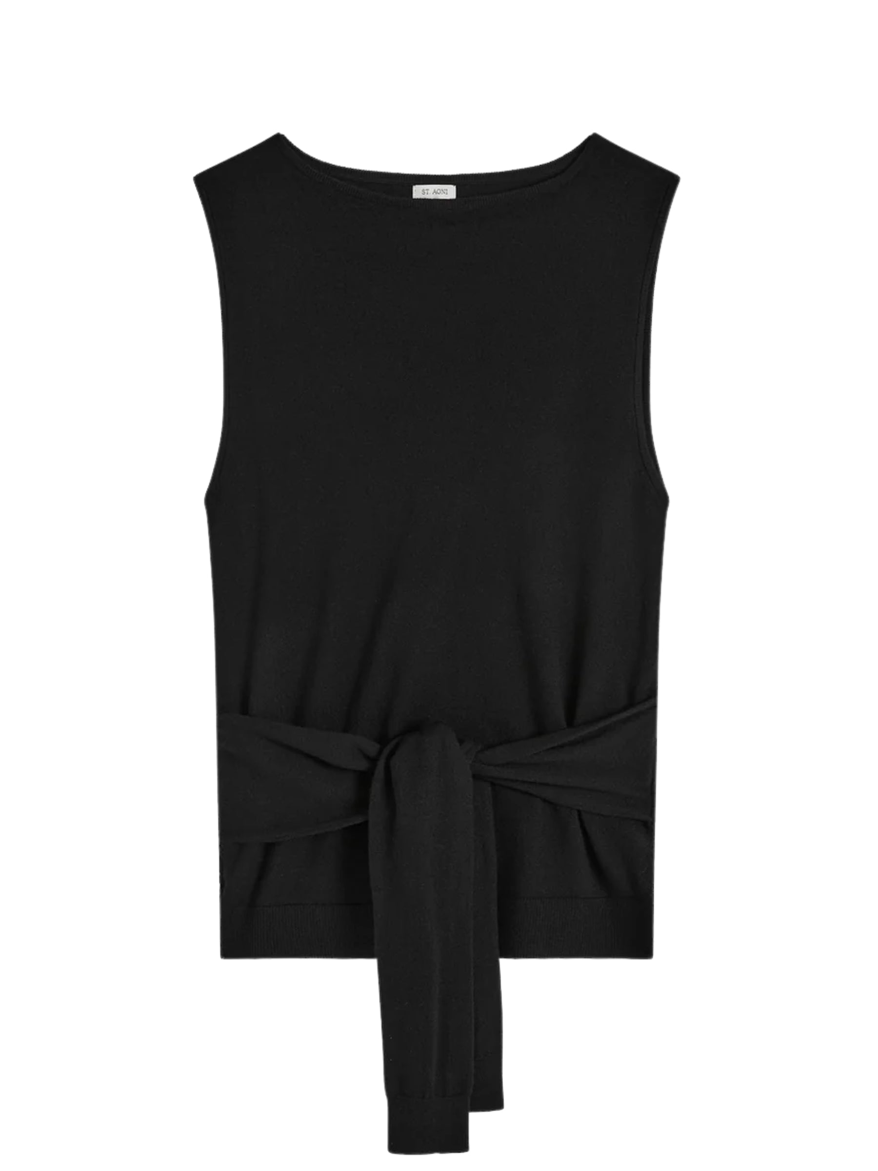 St. Agni Fine Merino Tie Waist Top - Black