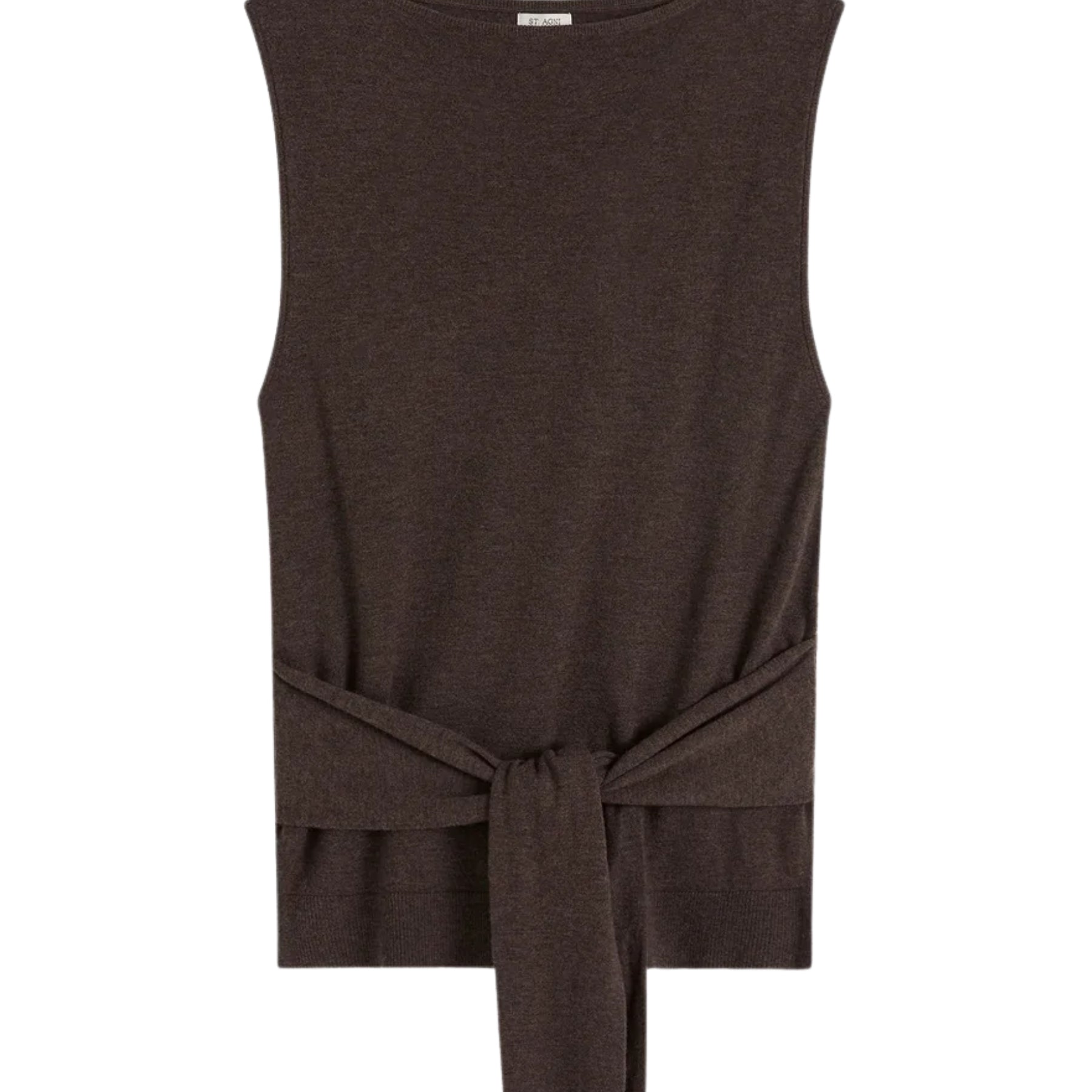 St. Agni Fine Merino Tie Waist Top - Mulch