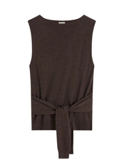 St. Agni Fine Merino Tie Waist Top - Mulch