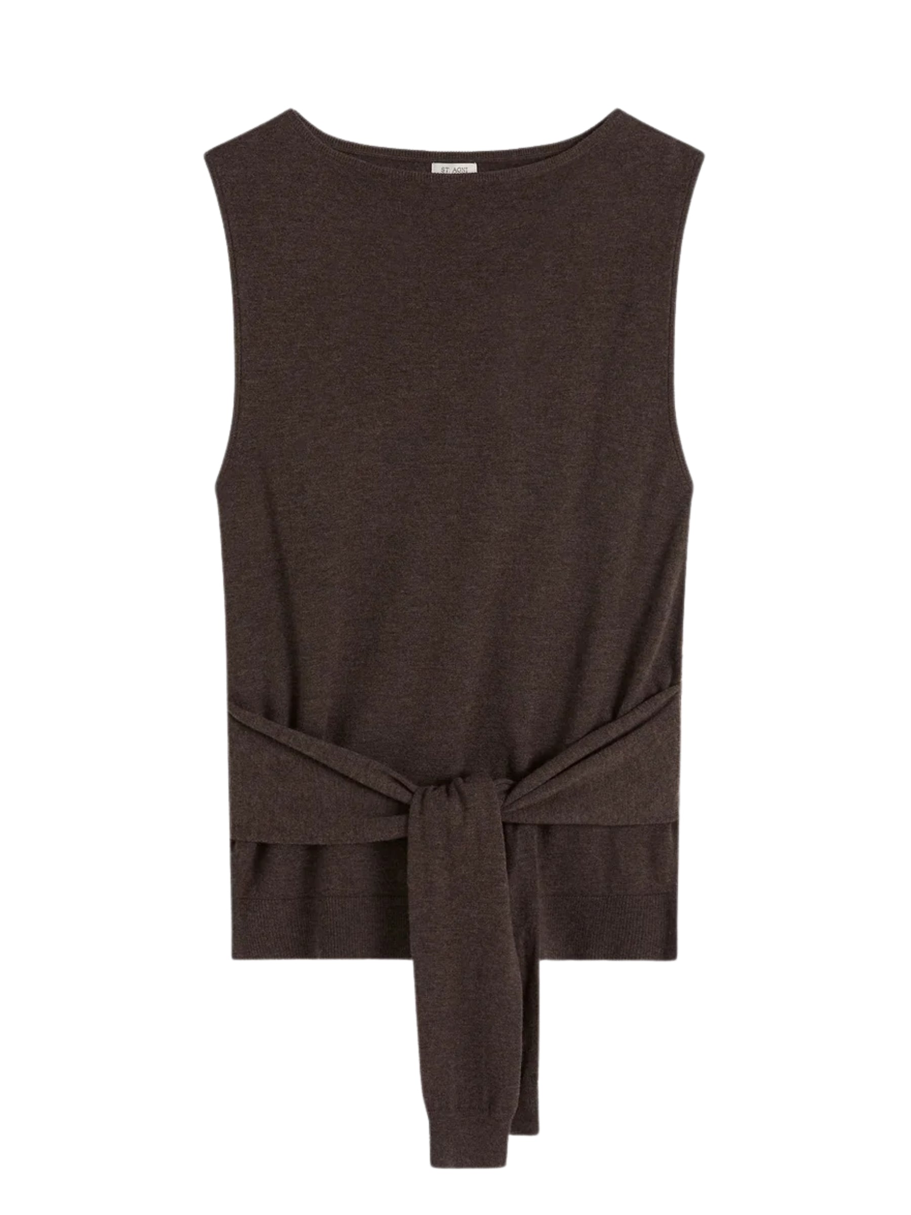 St. Agni Fine Merino Tie Waist Top - Mulch