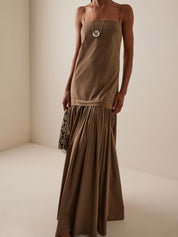 Staud | Ari Stretch-Cotton Maxi Dress in Taupe