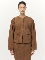 St. Agni Utility Cocoon Suede Bomber in Brown
