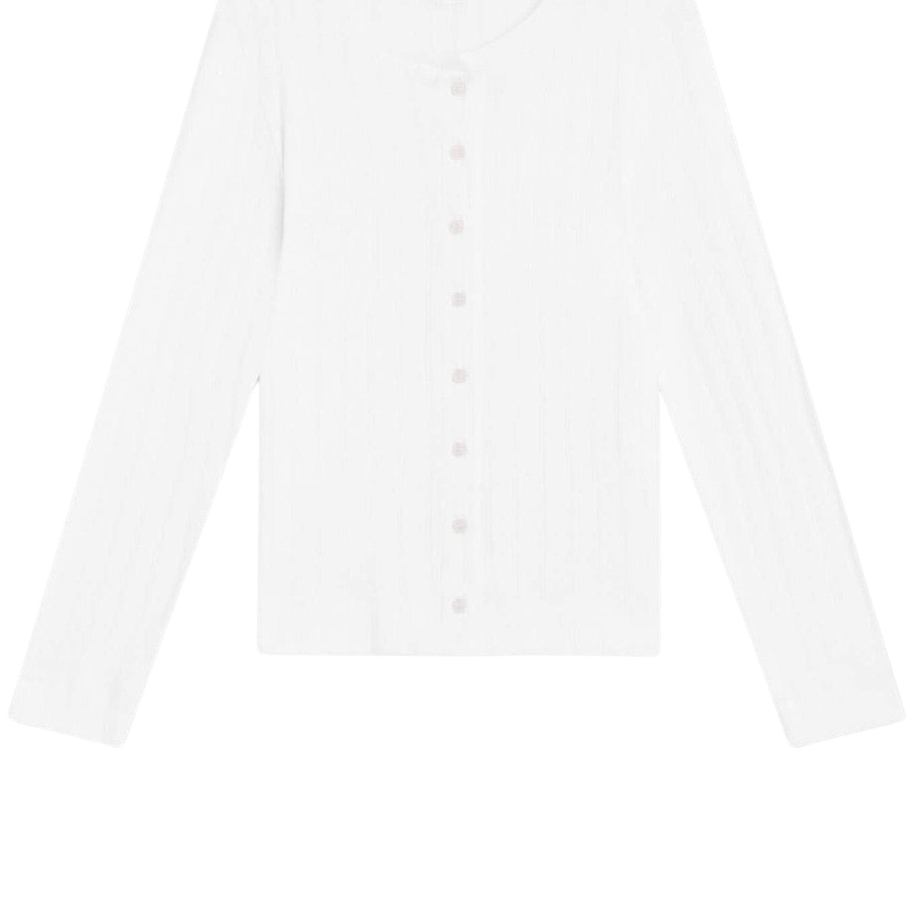 LESET | Pointelle Classic Crew Cardigan in White | The UNDONE
