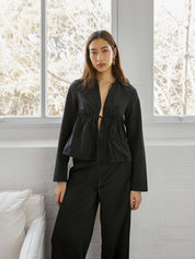 Christopher Esber | Calero Tie Front Top in Black | The UNDONE