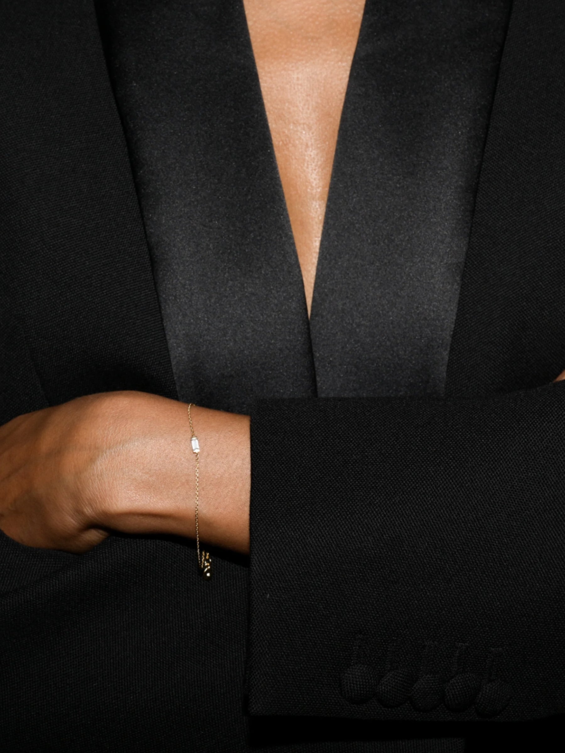 Baguette Lab Diamond Gold Chain Bracelet