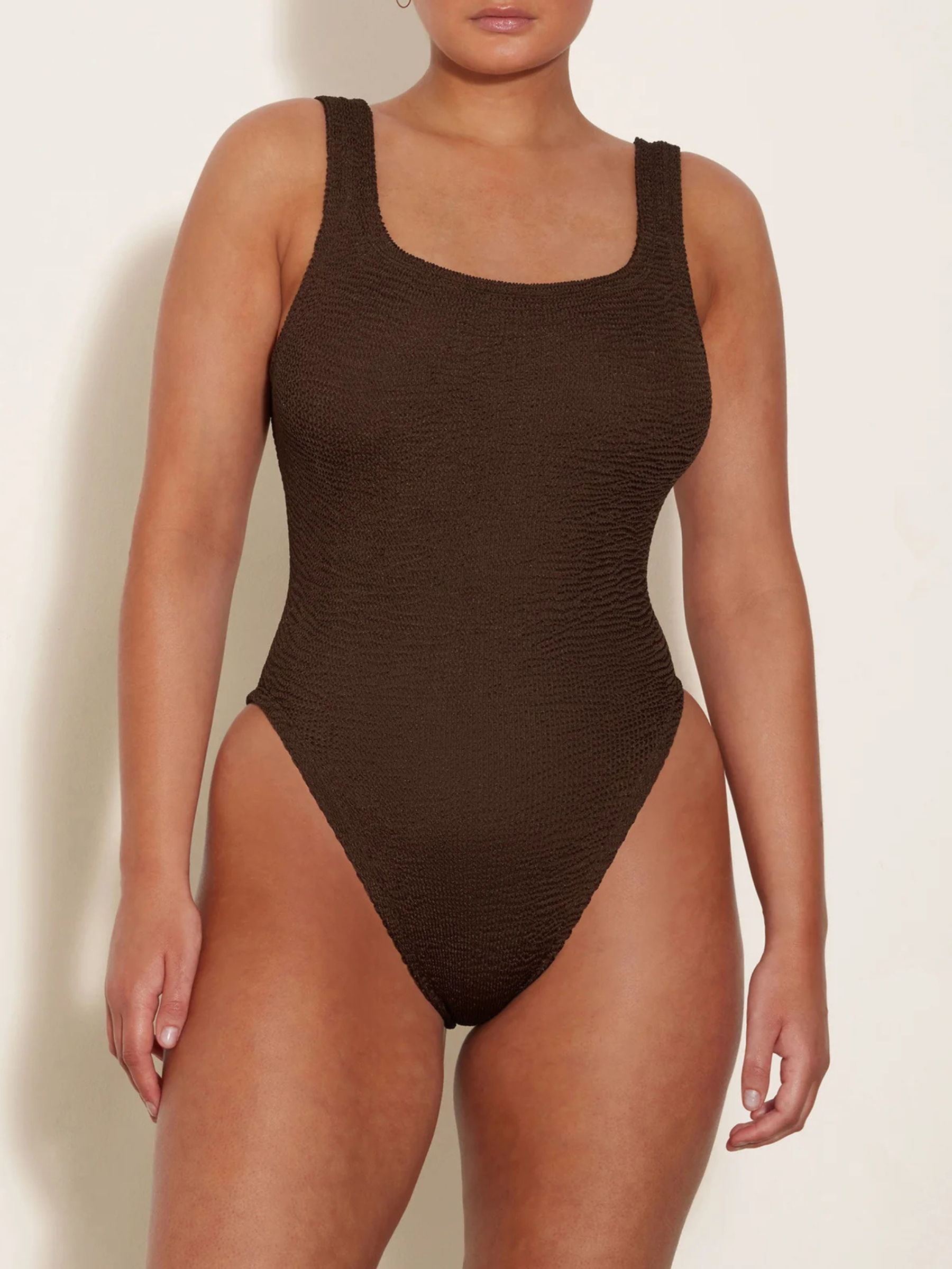 Hunza G | Square Neck Swim in Chocolate Brown | The UNDONE