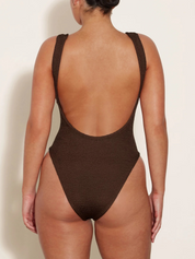 Hunza G | Square Neck Swim in Chocolate Brown | The UNDONE