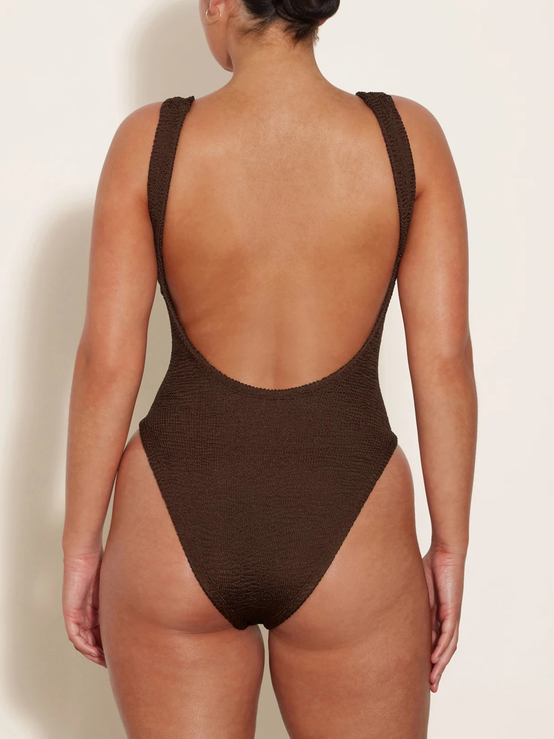 Hunza G | Square Neck Swim in Chocolate Brown | The UNDONE
