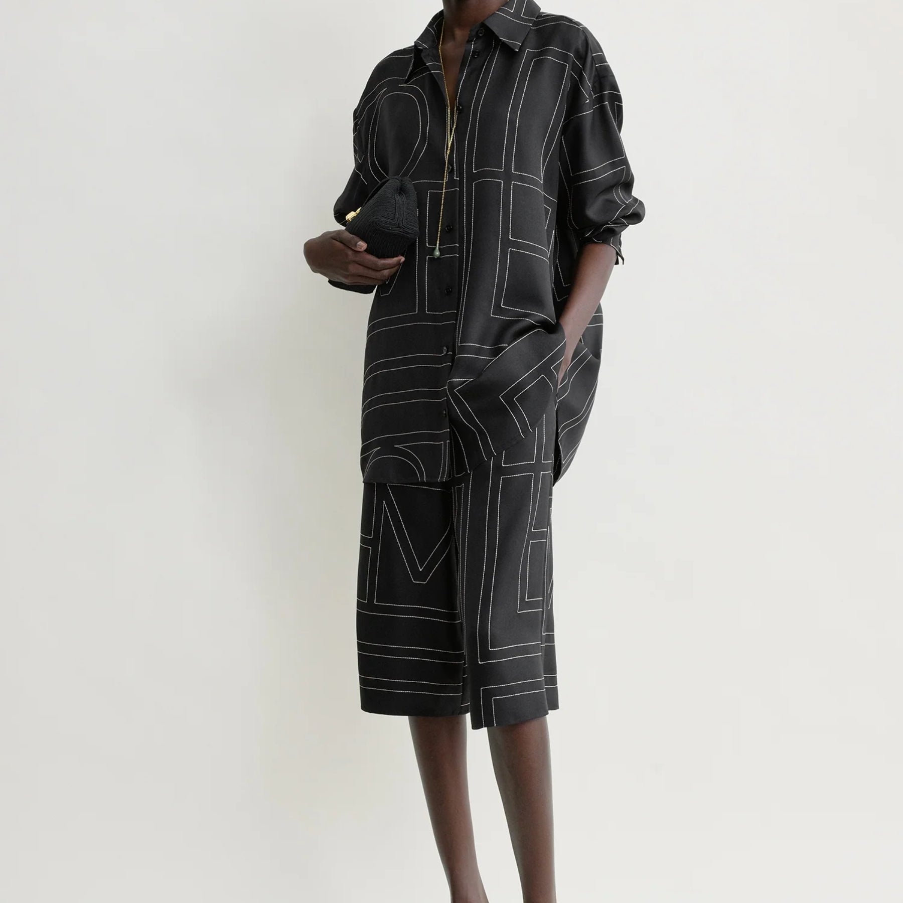 TOTEME | Classic embroidered shirt in Black | The UNDONE