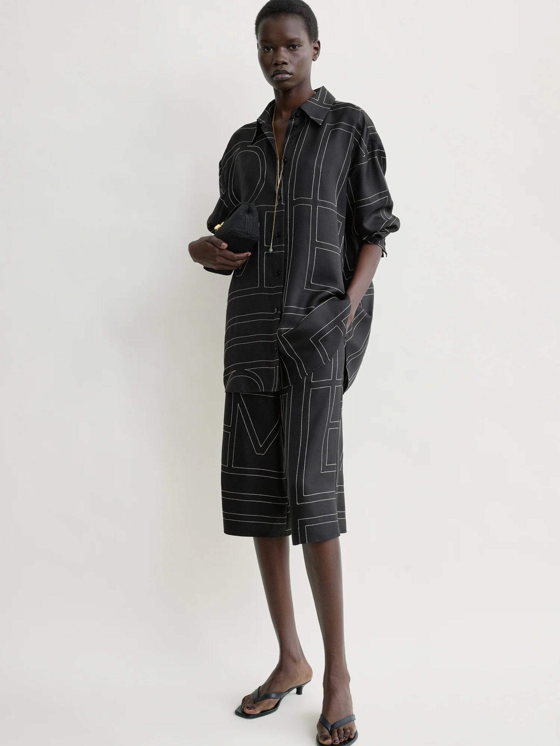 TOTEME | Classic embroidered shirt in Black | The UNDONE