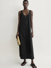 TOTEME | Scoop poplin dress in Black | The UNDONE