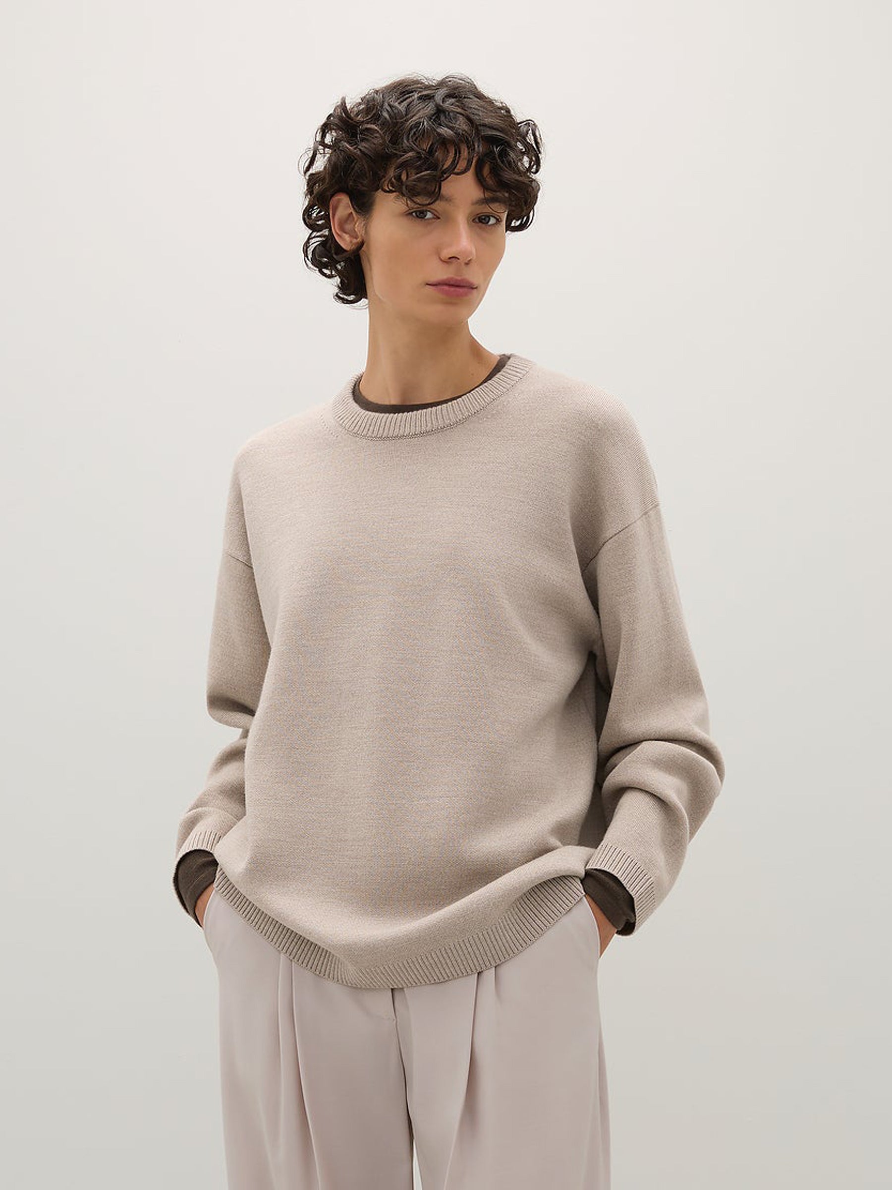 A.Emery | Reid Crew Knit in Beige Almond Melange | The UNDONE