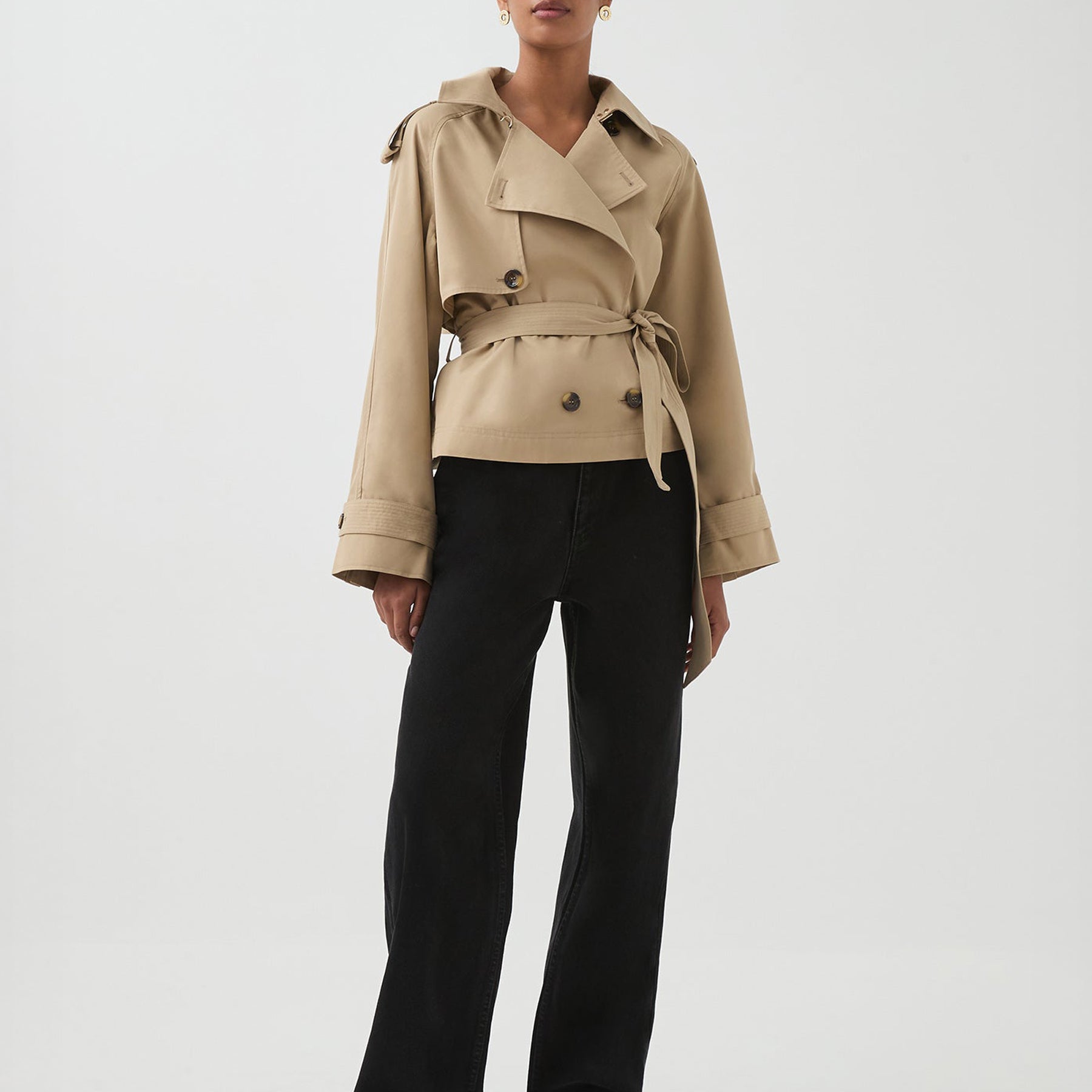 AJE | Mineral Cropped Trench in Tan Stone | The UNDONE