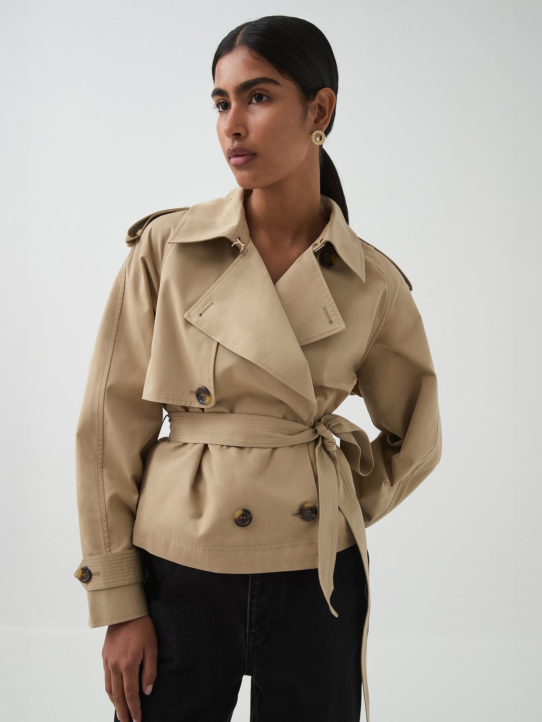 AJE | Mineral Cropped Trench in Tan Stone | The UNDONE