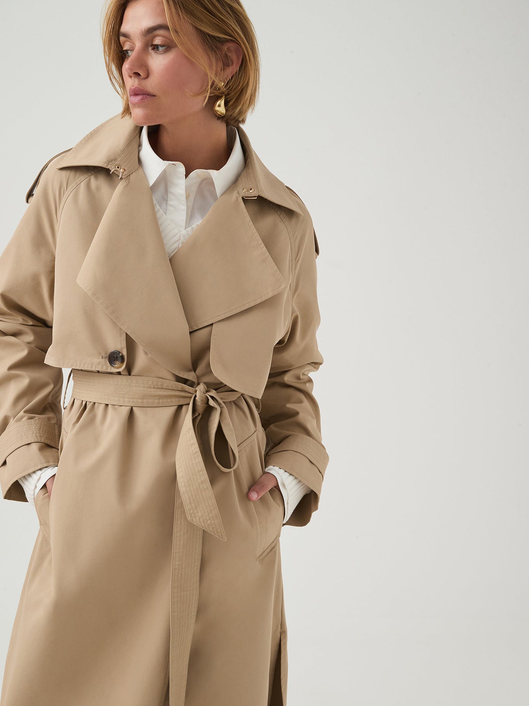 AJE | Mineral Trench Coat in Tan Stone | The UNDONE